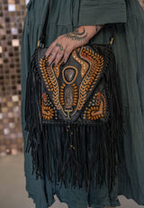 Astra Hand beaded leather bag