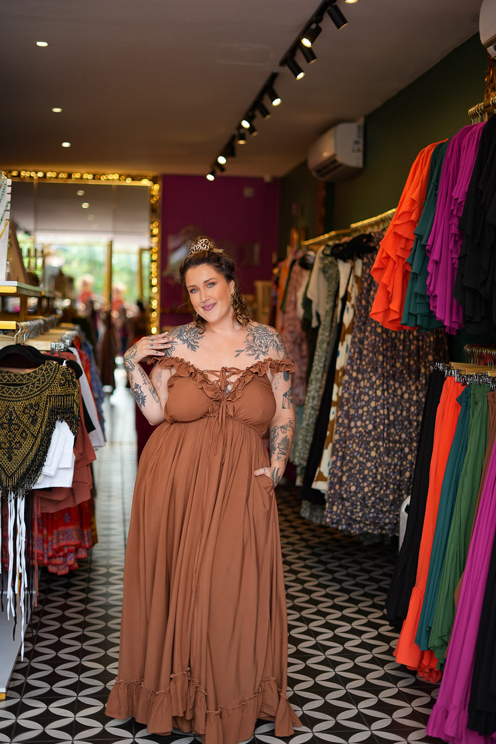 Betty Maxi Dress in Dark Rust by Jinx the Label