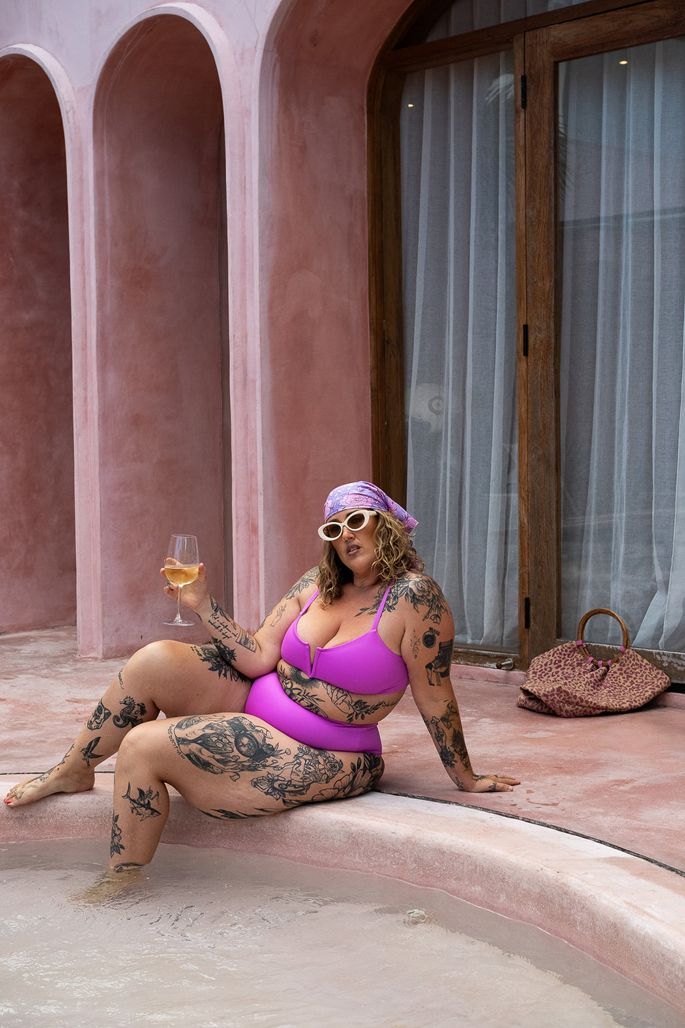 The Cherry Bottom in Pink by Jinx the Label. Ethically handmade in Bali with a flattering high leg fit, premium comfort and inclusive sizing.