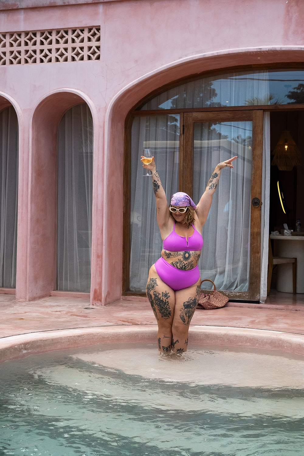 The Cherry Bottom in Pink by Jinx the Label. Ethically handmade in Bali with a flattering high leg fit, premium comfort and inclusive sizing.