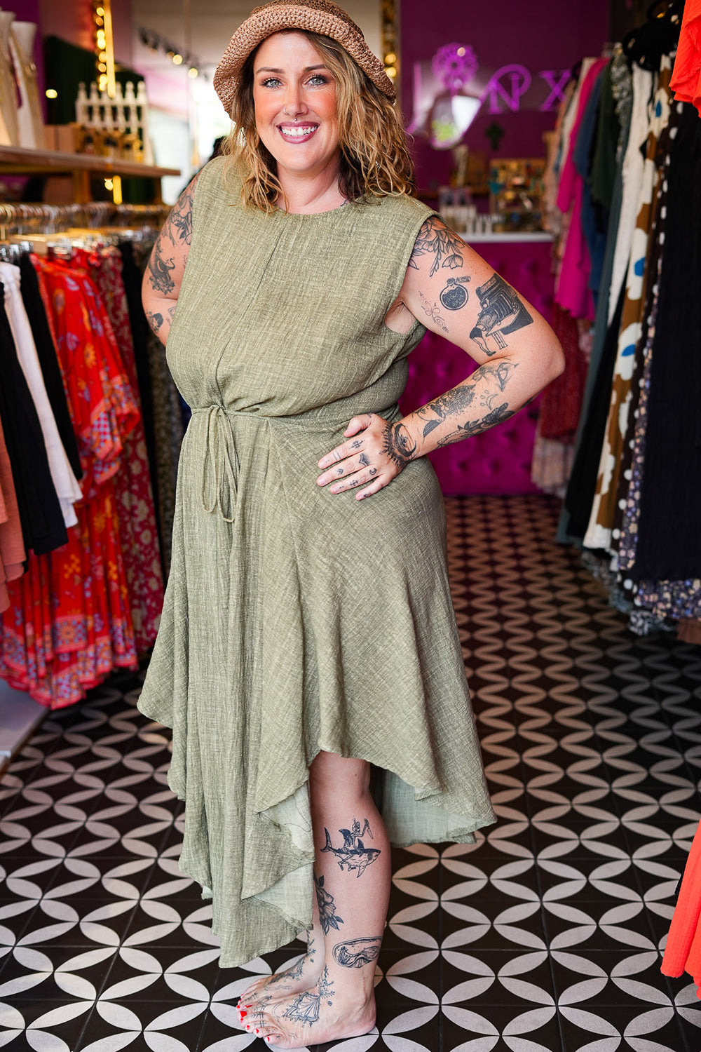 Elowen Dress in Sage by Jinx the Label