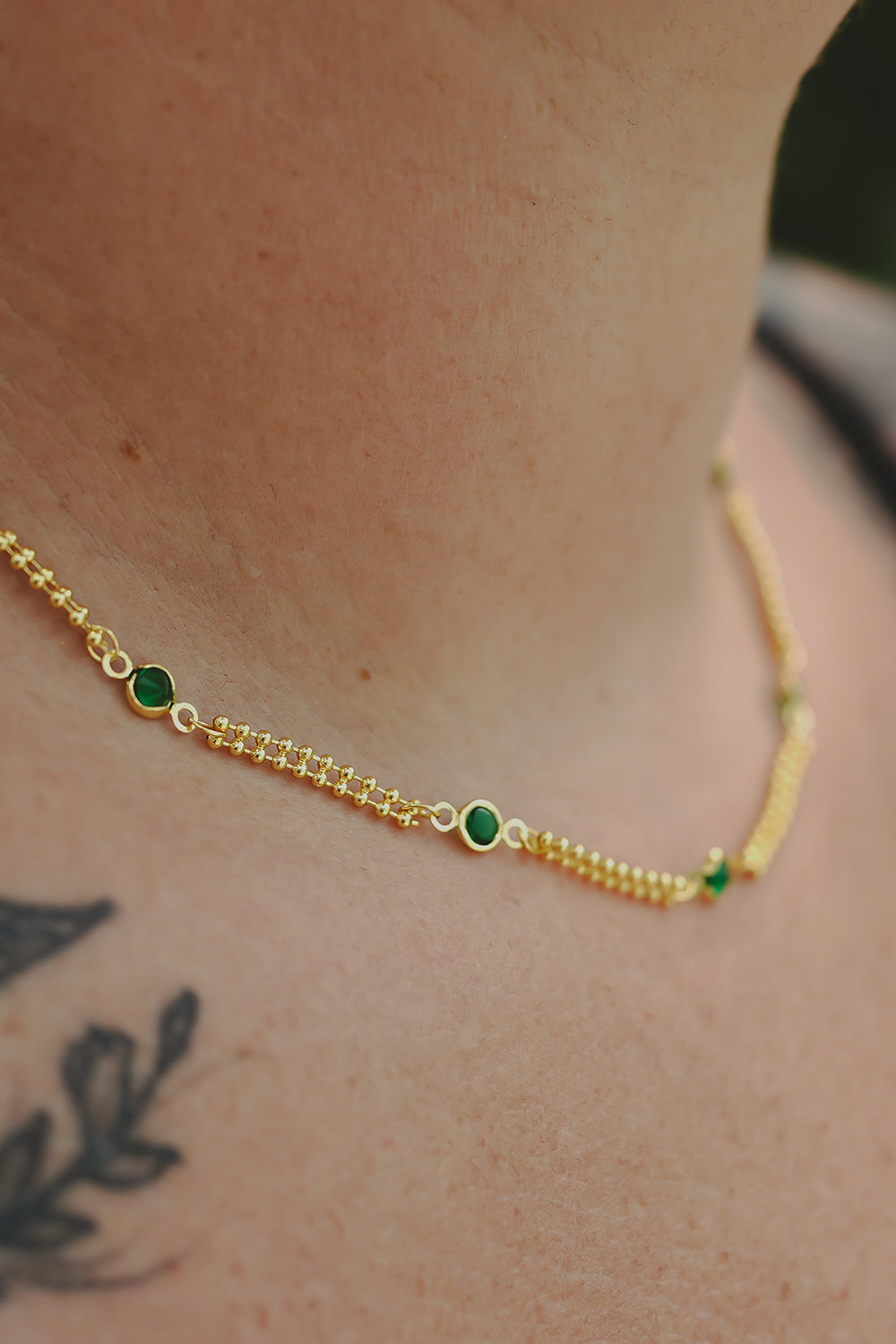 Emerald Horizon Necklace - Green Zirconia by Jinx the Label