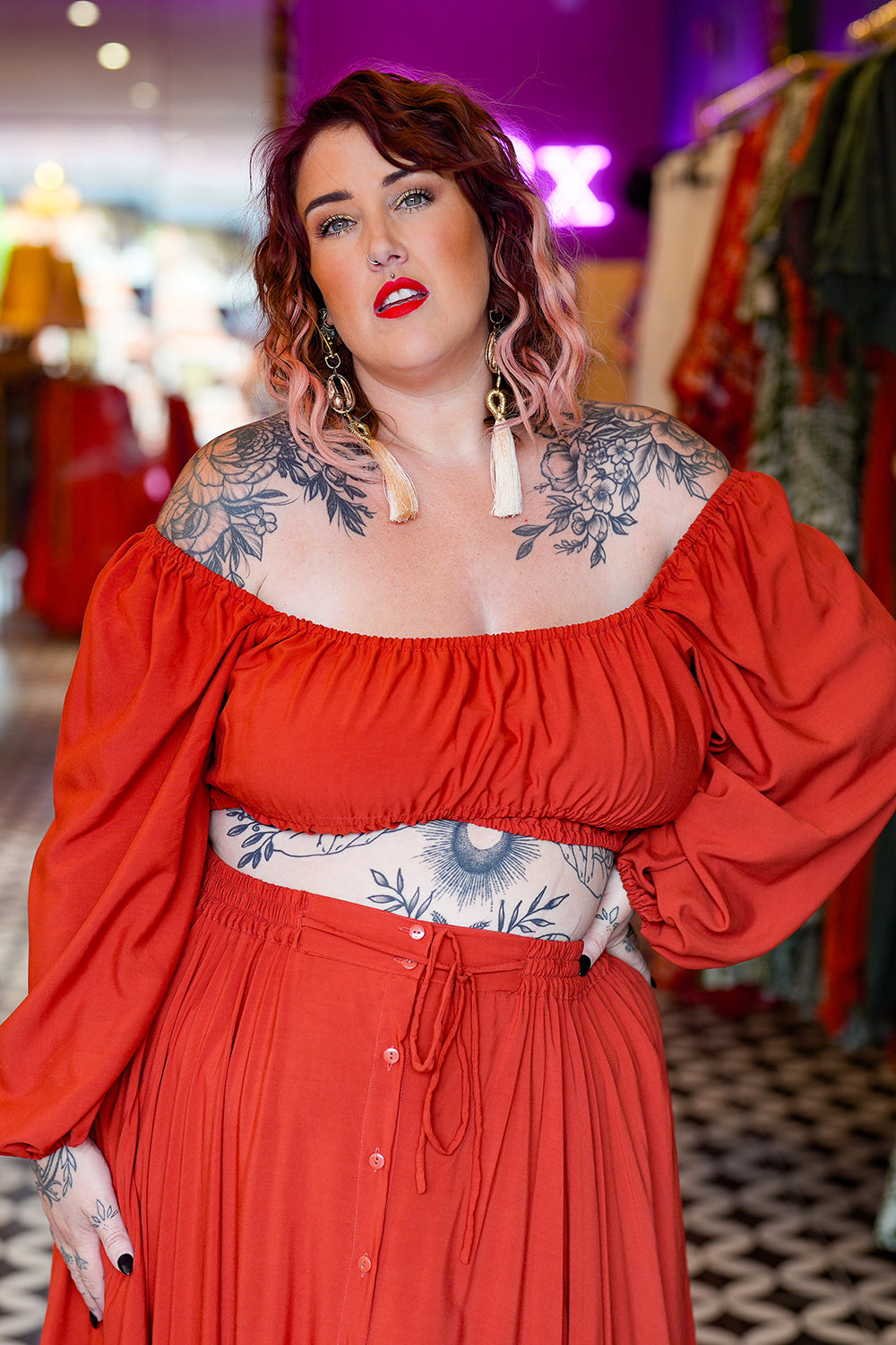 Eva Long Sleeve Top - Terracotta by Jinx the Label