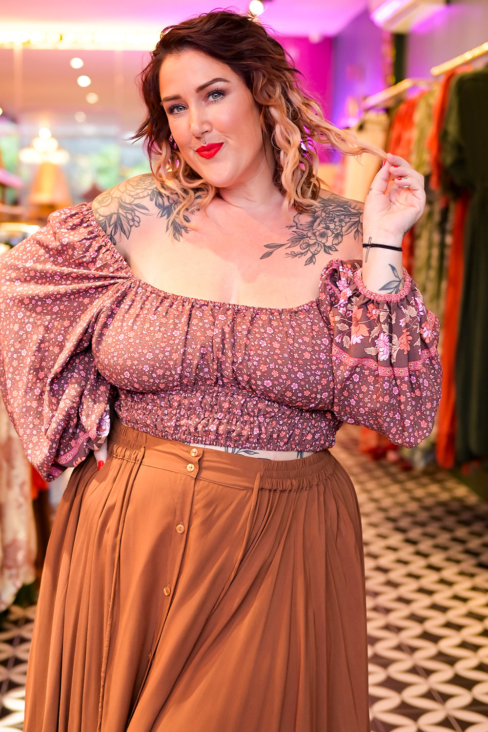 Eve Long Sleeve Top - Earth Rose by Jinx the Label