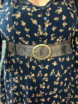Leather belt circle details - chocolate