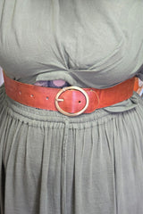 Leather Belt Circle Details - Tan by Jinx the Label