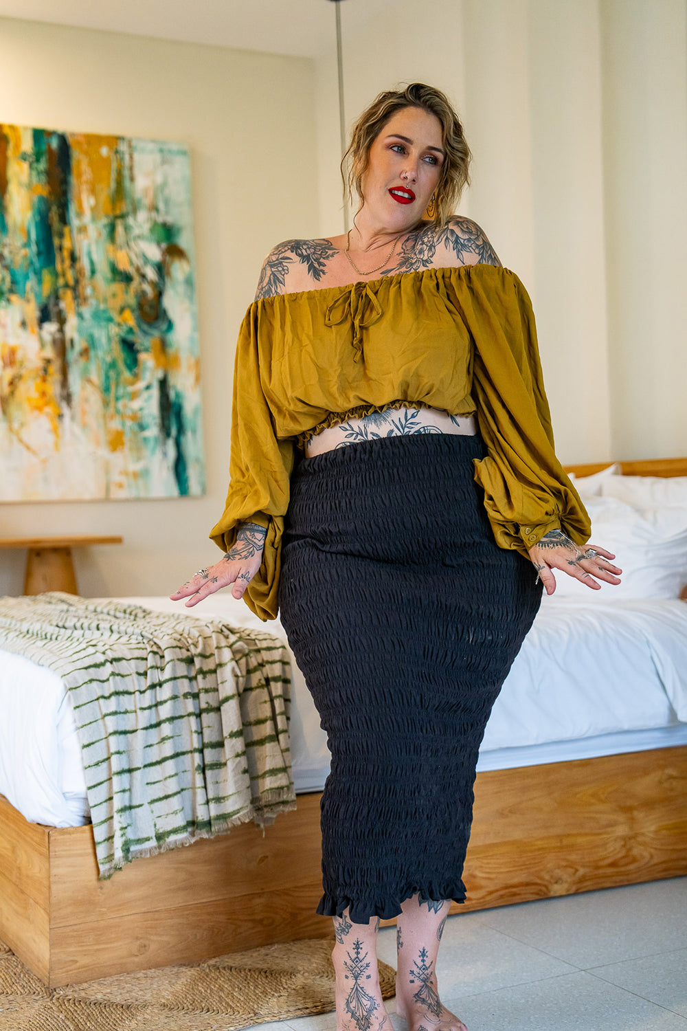 Milan Crop Top - Wild Saffron - Almost Famous by Jinx the Label