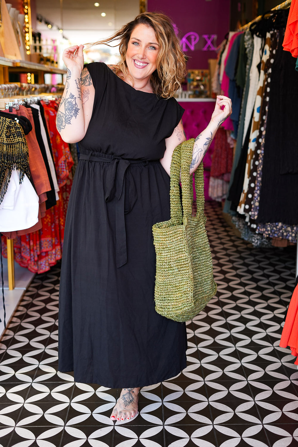 Noa Midi Dress in Black by Jinx the Label