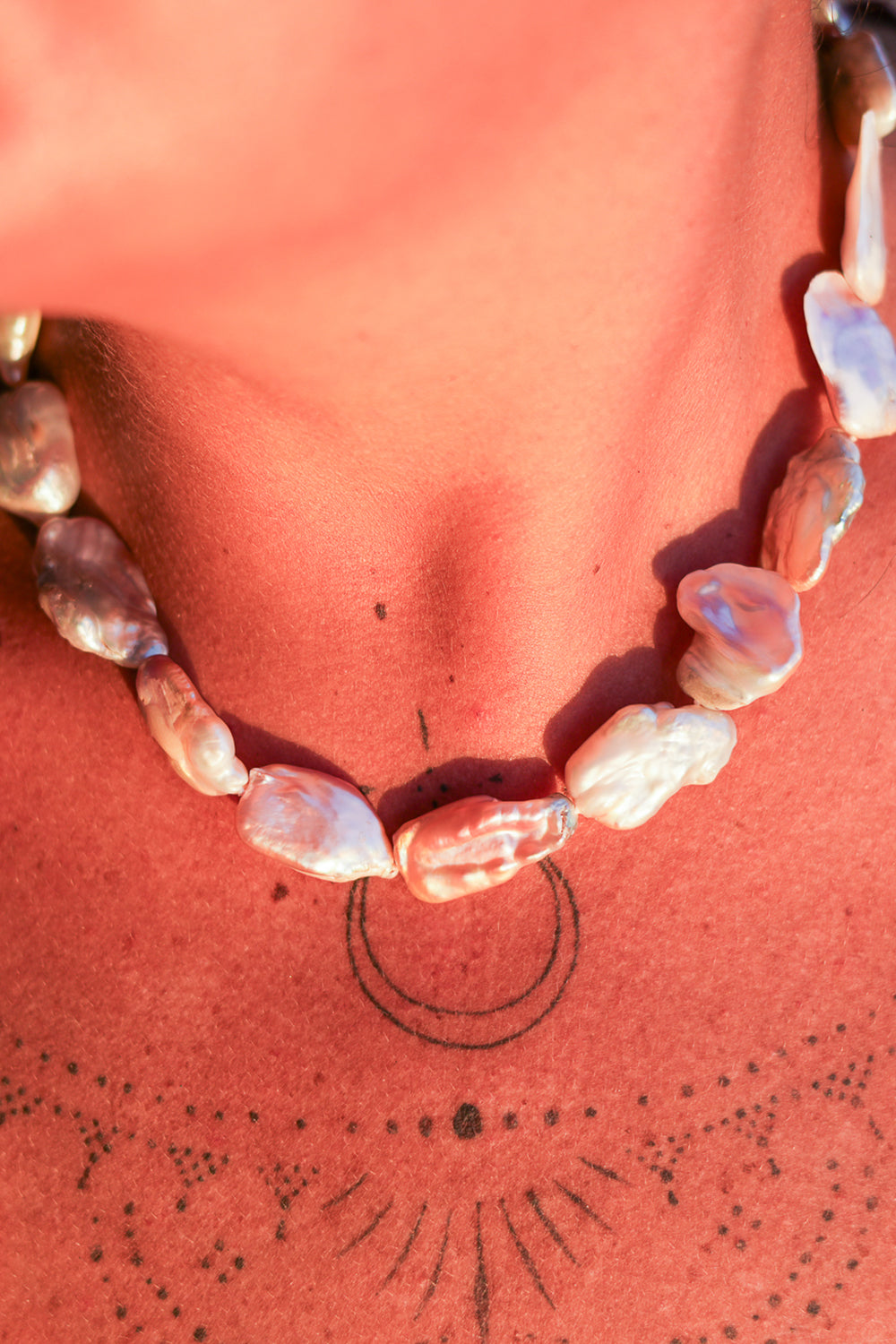 Discover the Ocean Relic Necklace in Wild Pearl, crafted with large freeform natural pearls, each uniquely shaped by nature. Earth Altering by Jinx the Label.