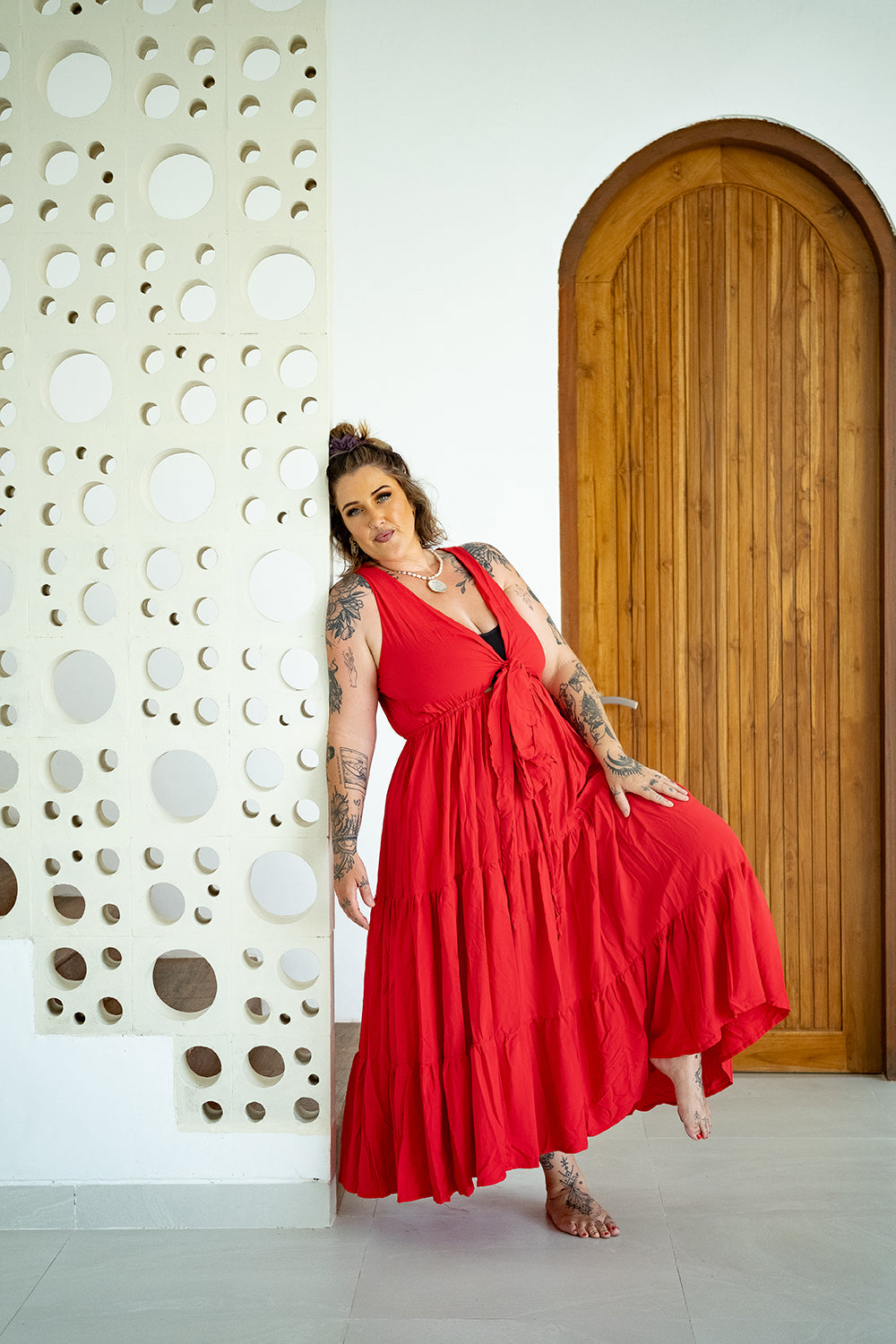Sasha Maxi Dress in Christmas Red by Jinx the Label