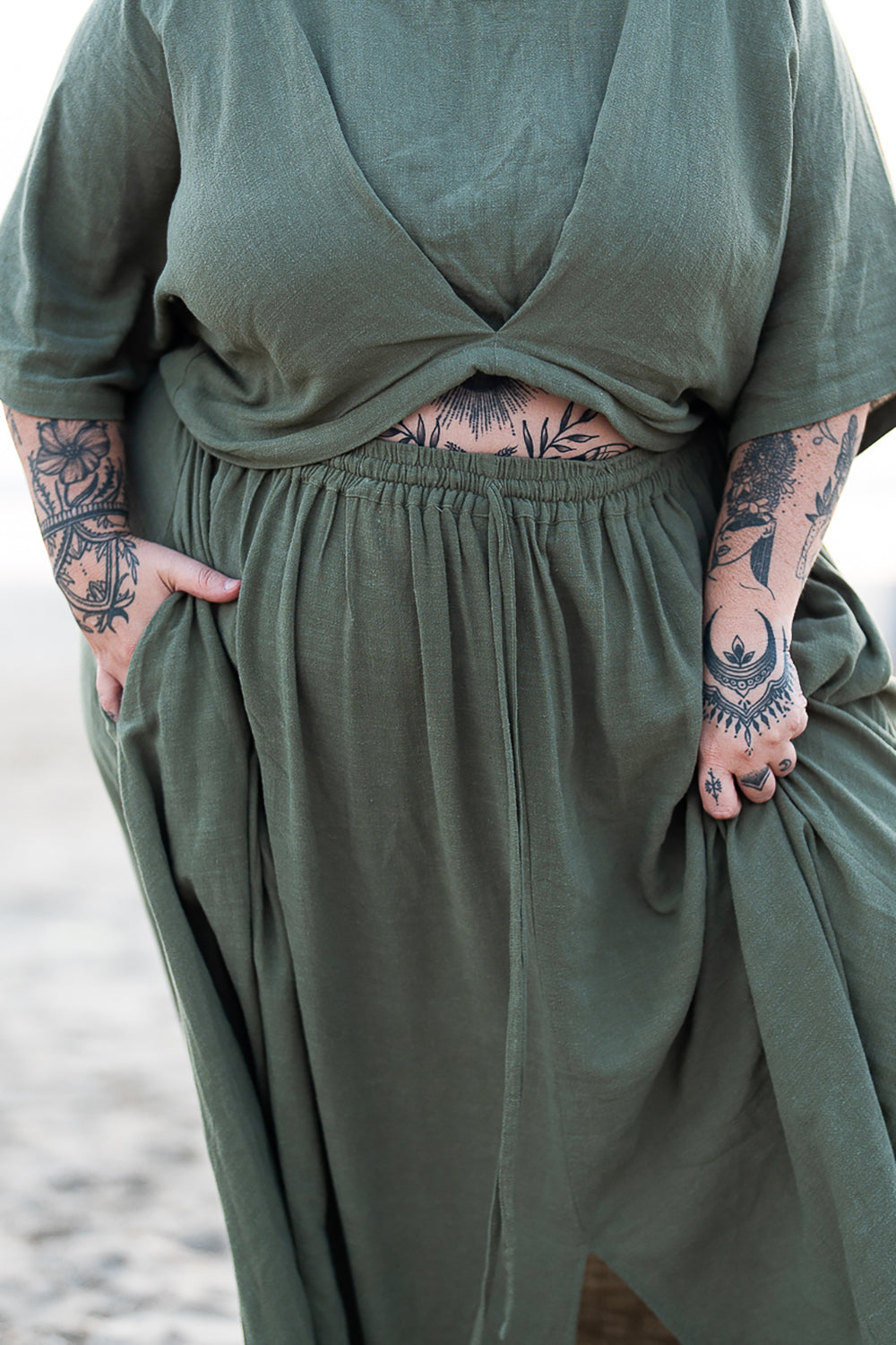 Semoa Oversized Crop Top - Sage by Jinx the Label