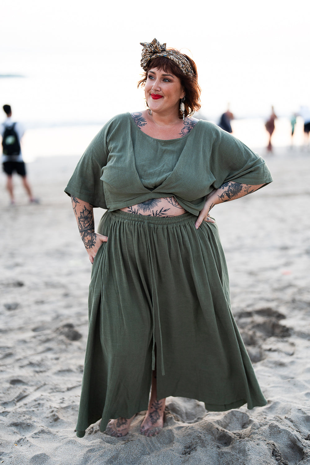 Semoa Oversized Crop Top - Sage by Jinx the Label