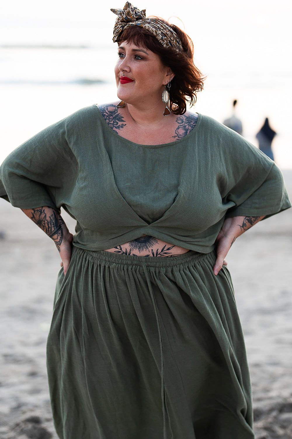 Semoa Oversized Crop Top - Sage by Jinx the Label