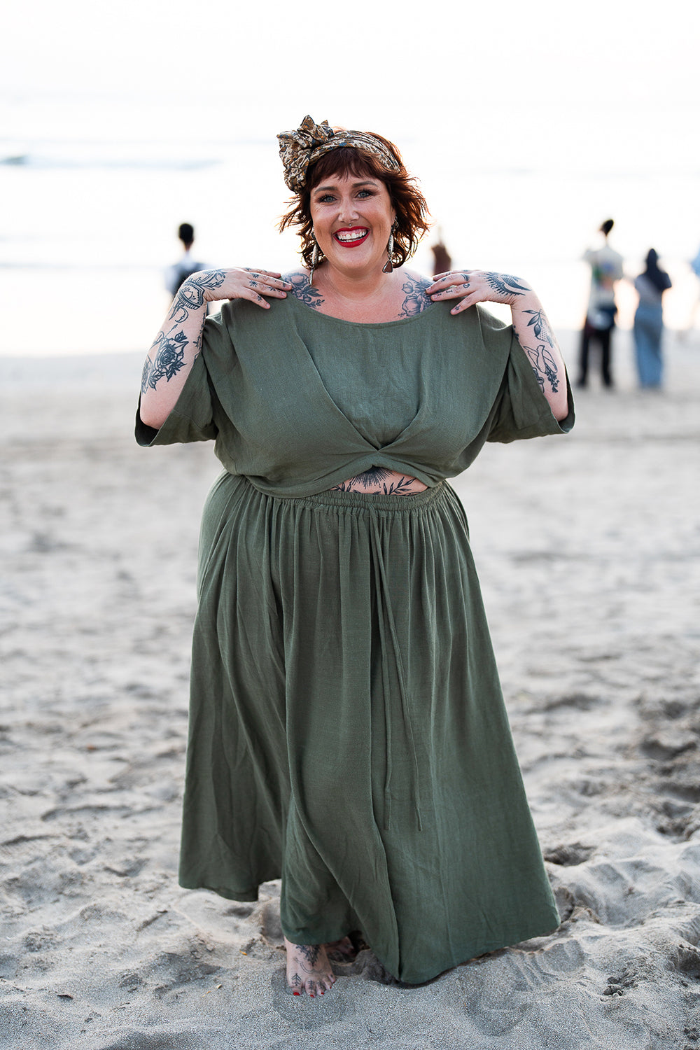 Semoa Oversized Crop Top - Sage by Jinx the Label