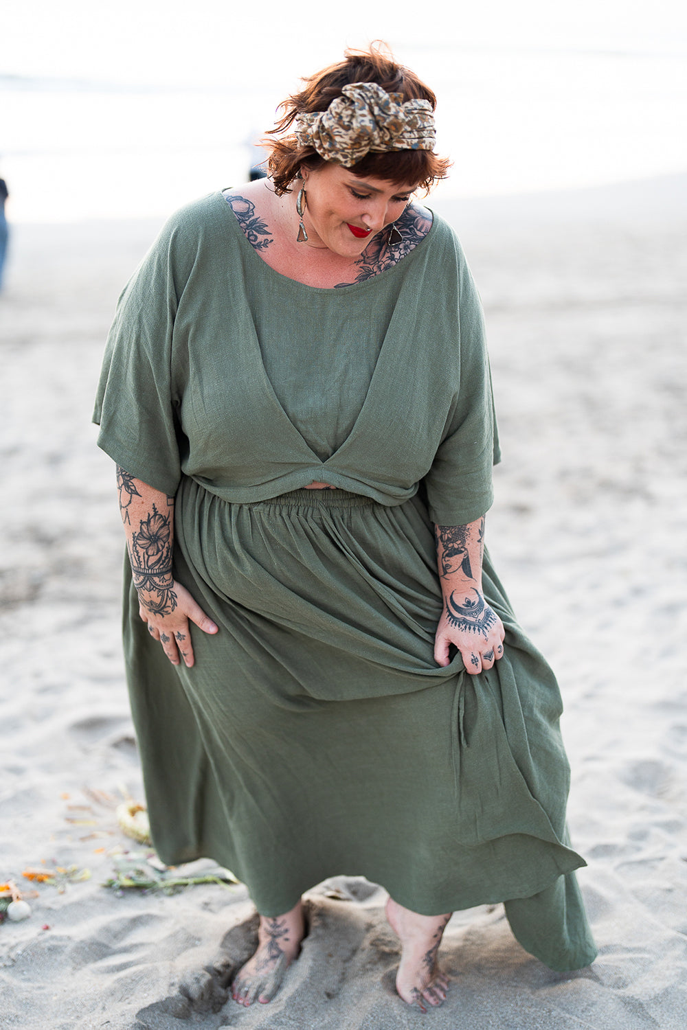 Semoa Oversized Crop Top - Sage by Jinx the Label