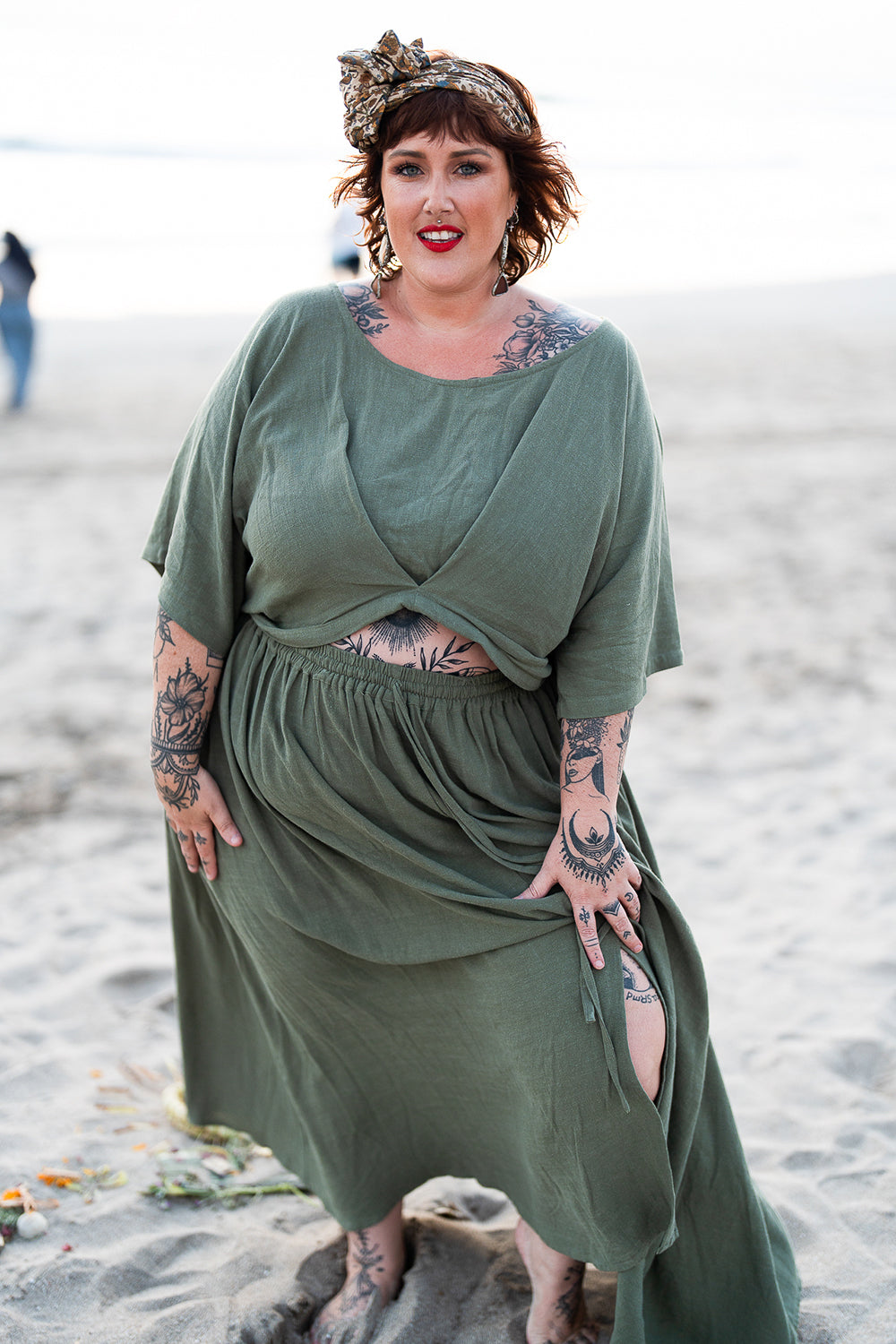 Semoa Oversized Crop Top - Sage by Jinx the Label