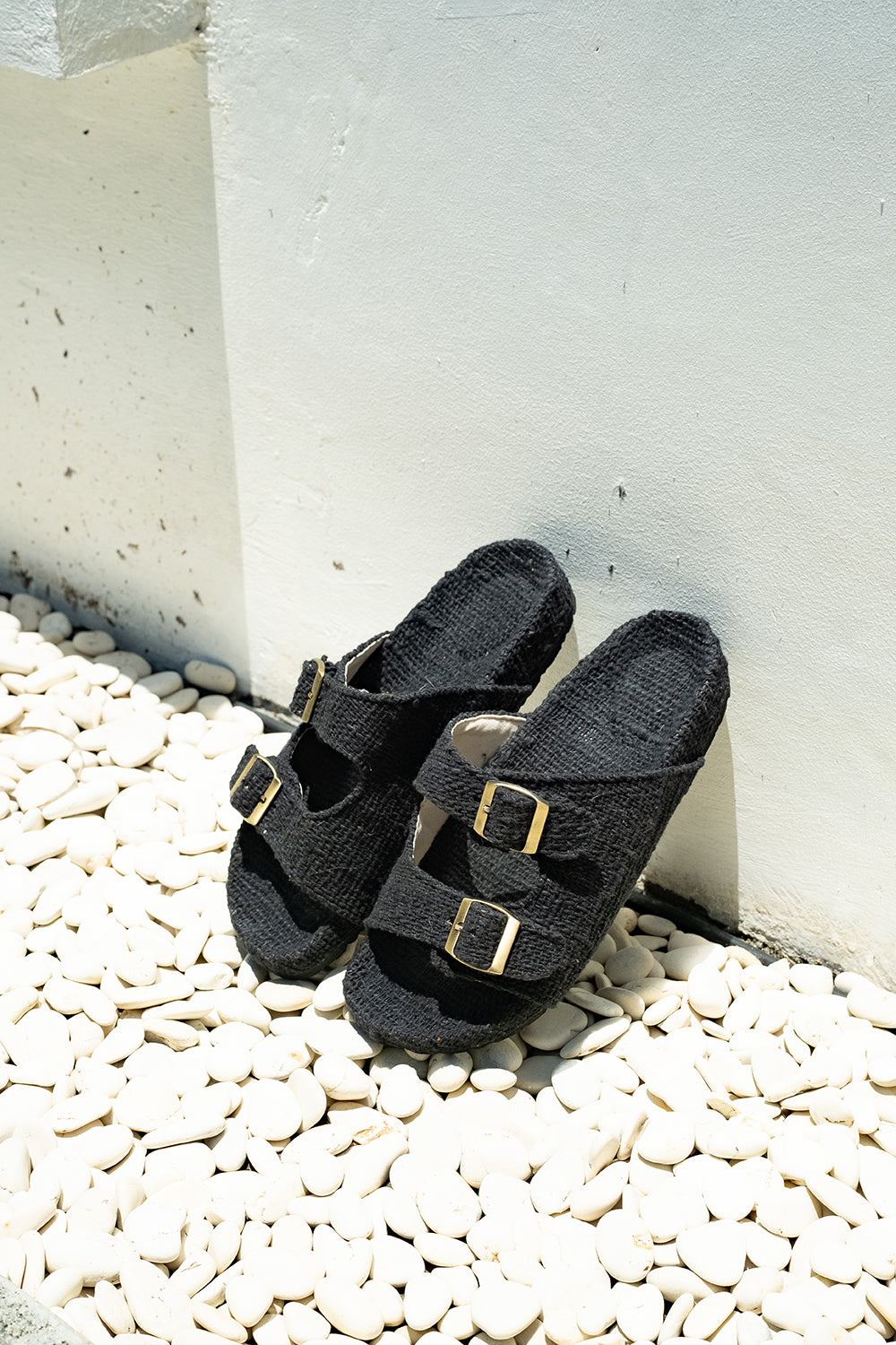 Footwear by Jinx the Label, the Woven Slides in Black
