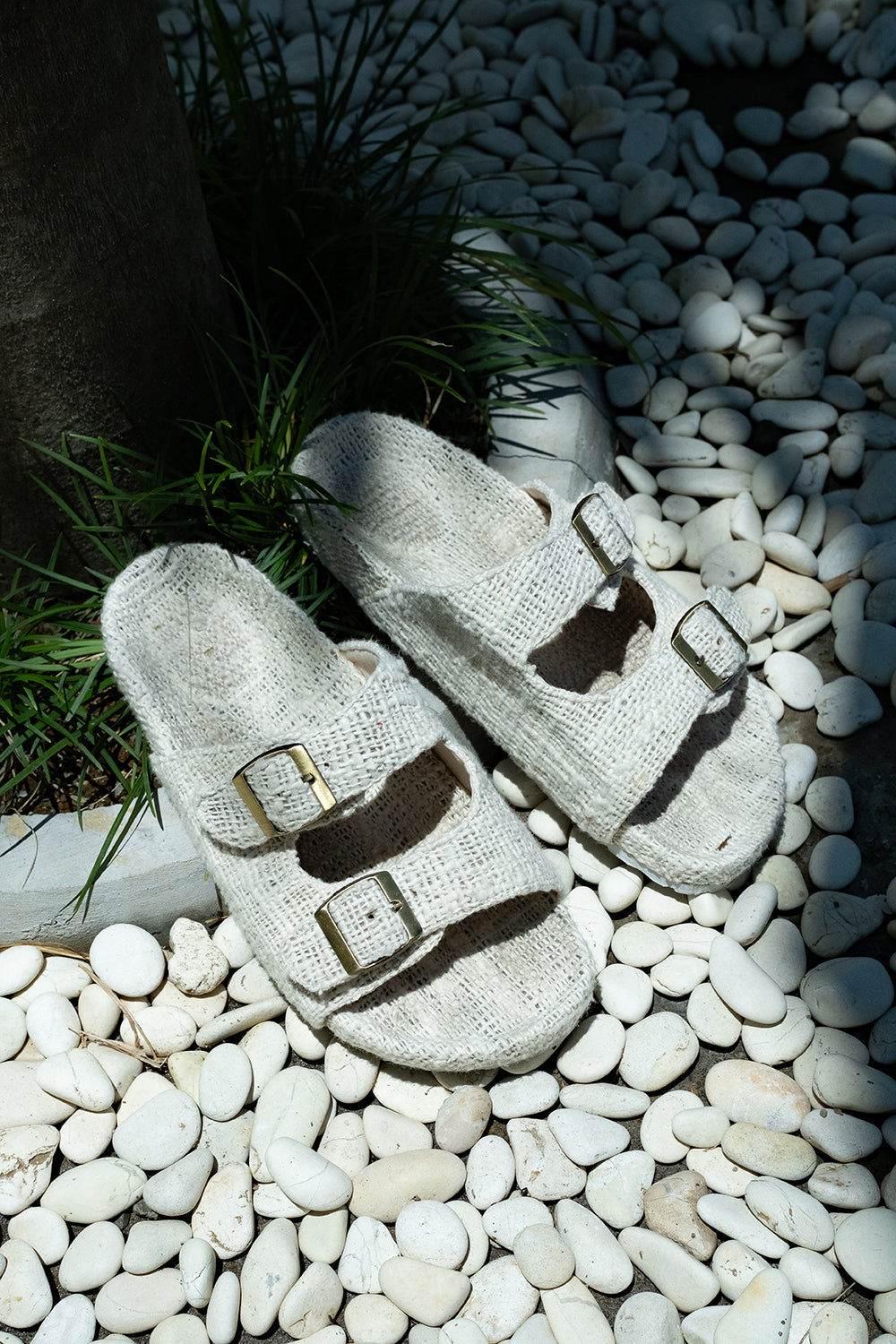 Footwear by Jinx the Label, the Woven Slides in Natural