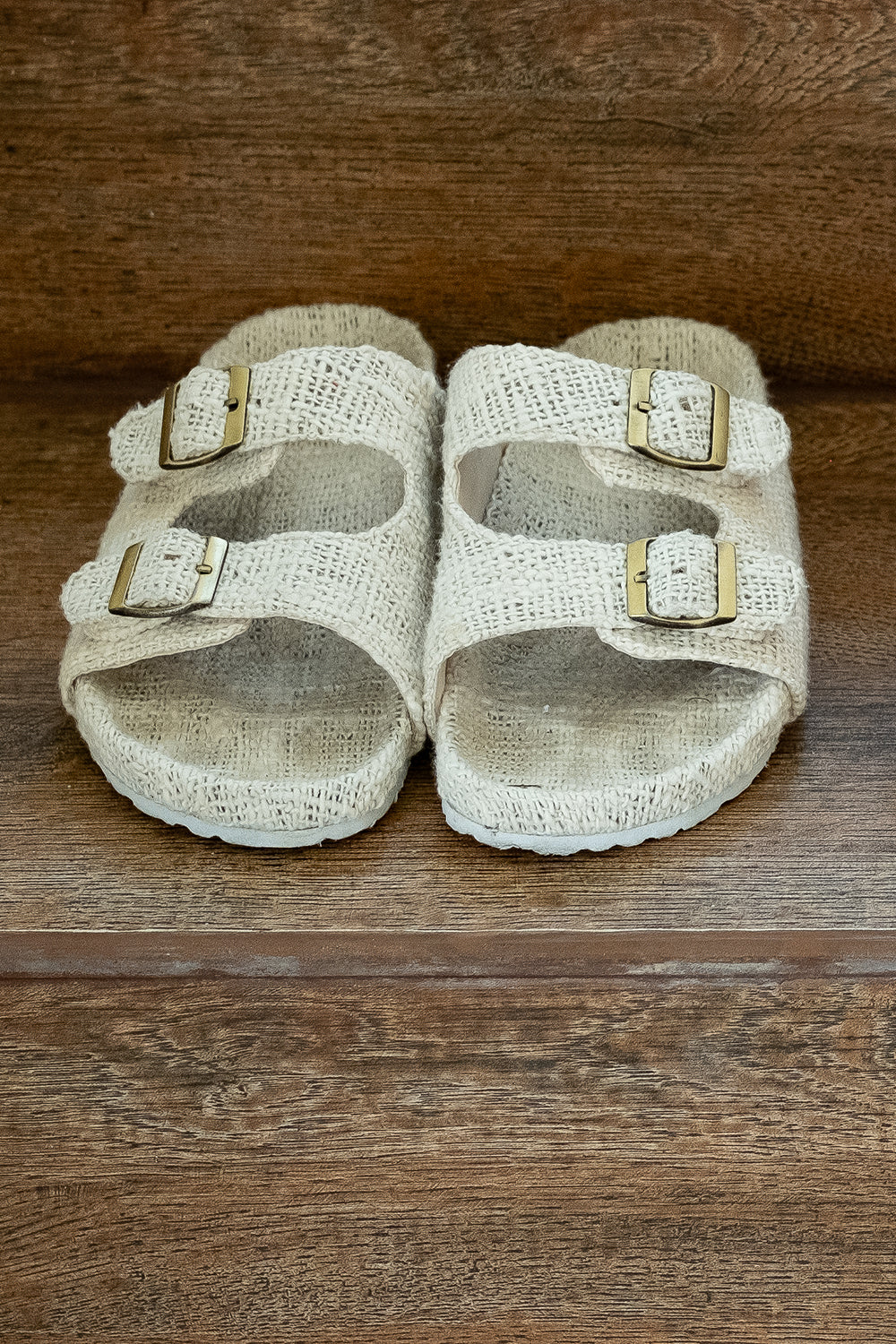 Footwear by Jinx the Label, the Woven Slides in Natural