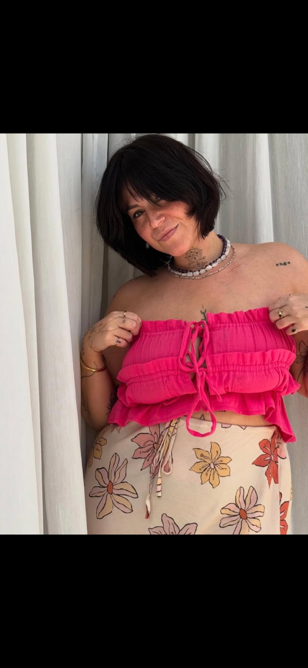 Darnoo Crop Top - Pink Cotton
