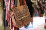 Farrah leather carved bag with buckle