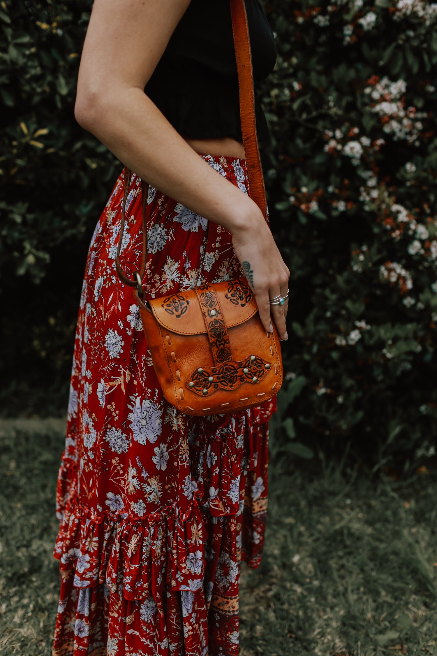 Antique tan mini leather bag