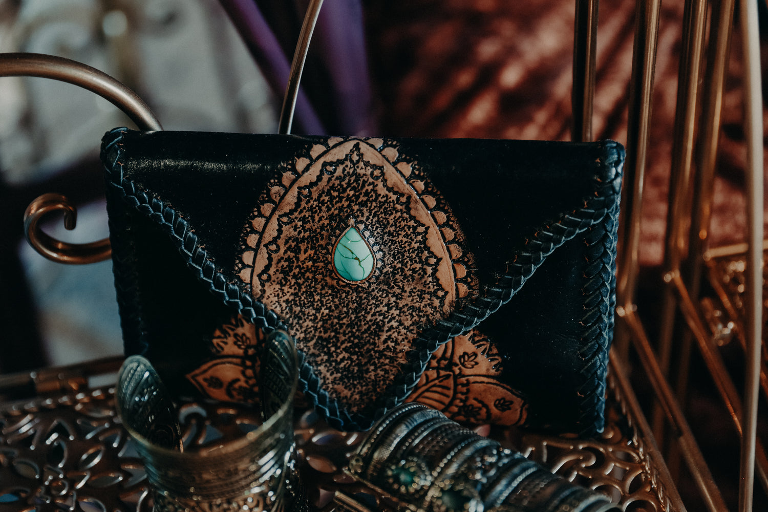 Black Dahlia Gorgeous leather clutch