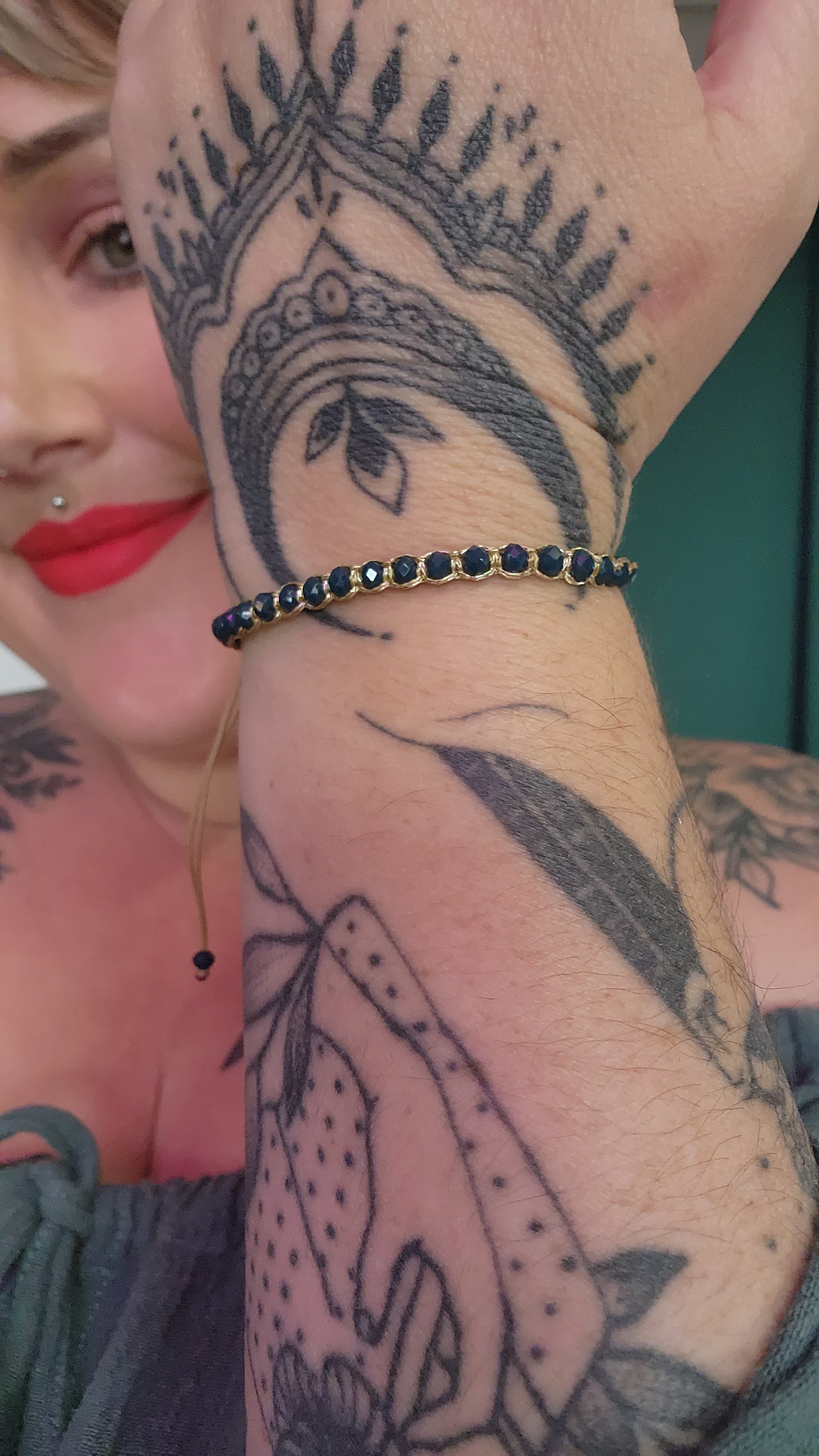 Hand beaded bracelet-deep turquoise