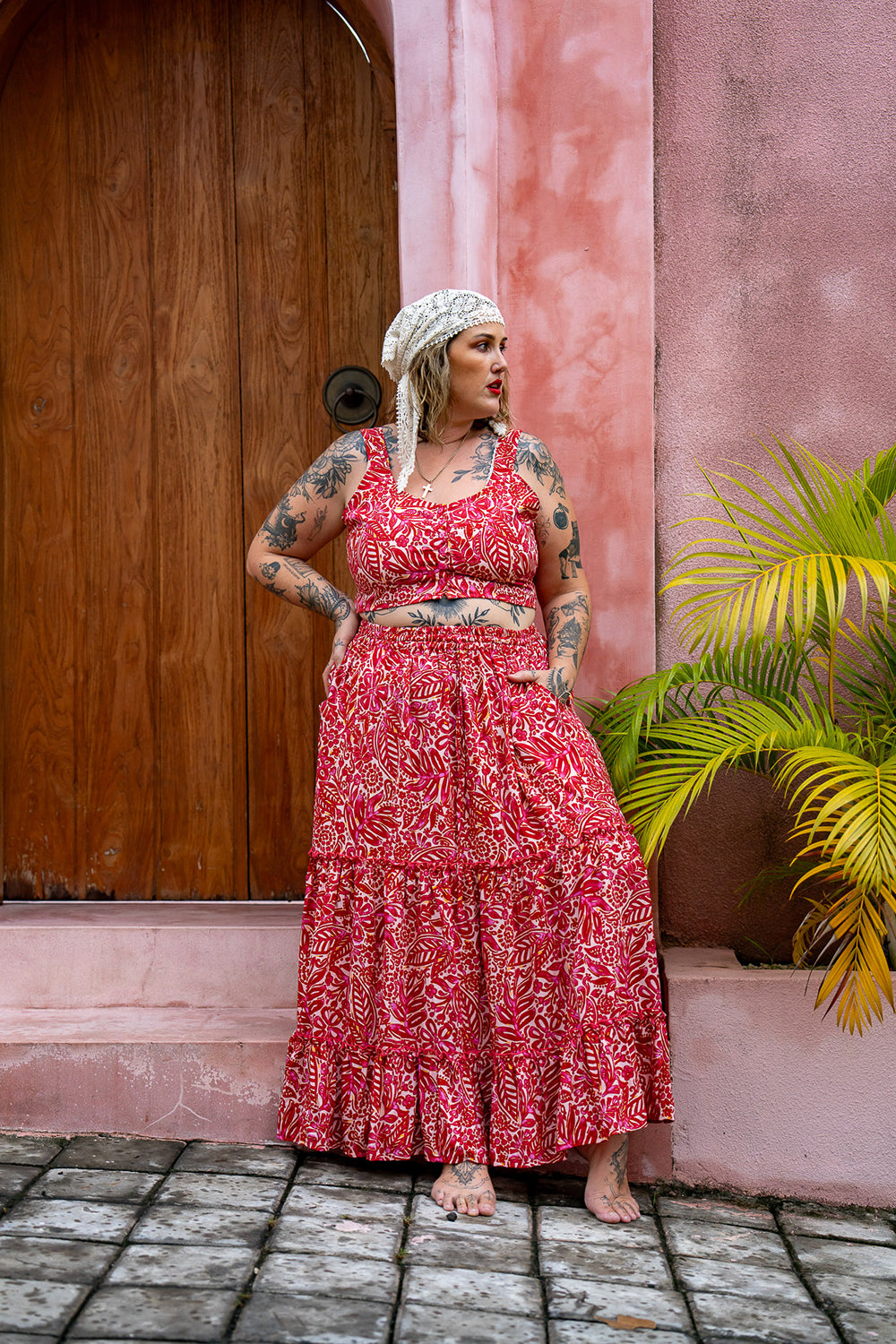 Amazonian Maxi Skirt - Pomegranate - Almost Famous by Jinx the Label