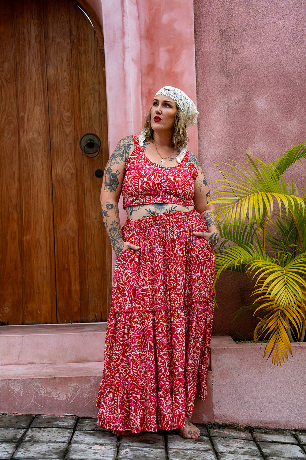 Amazonian Maxi Skirt - Pomegranate - Almost Famous by Jinx the Label