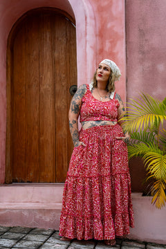 Amazonian Maxi Skirt - Pomegranate - Almost Famous by Jinx the Label