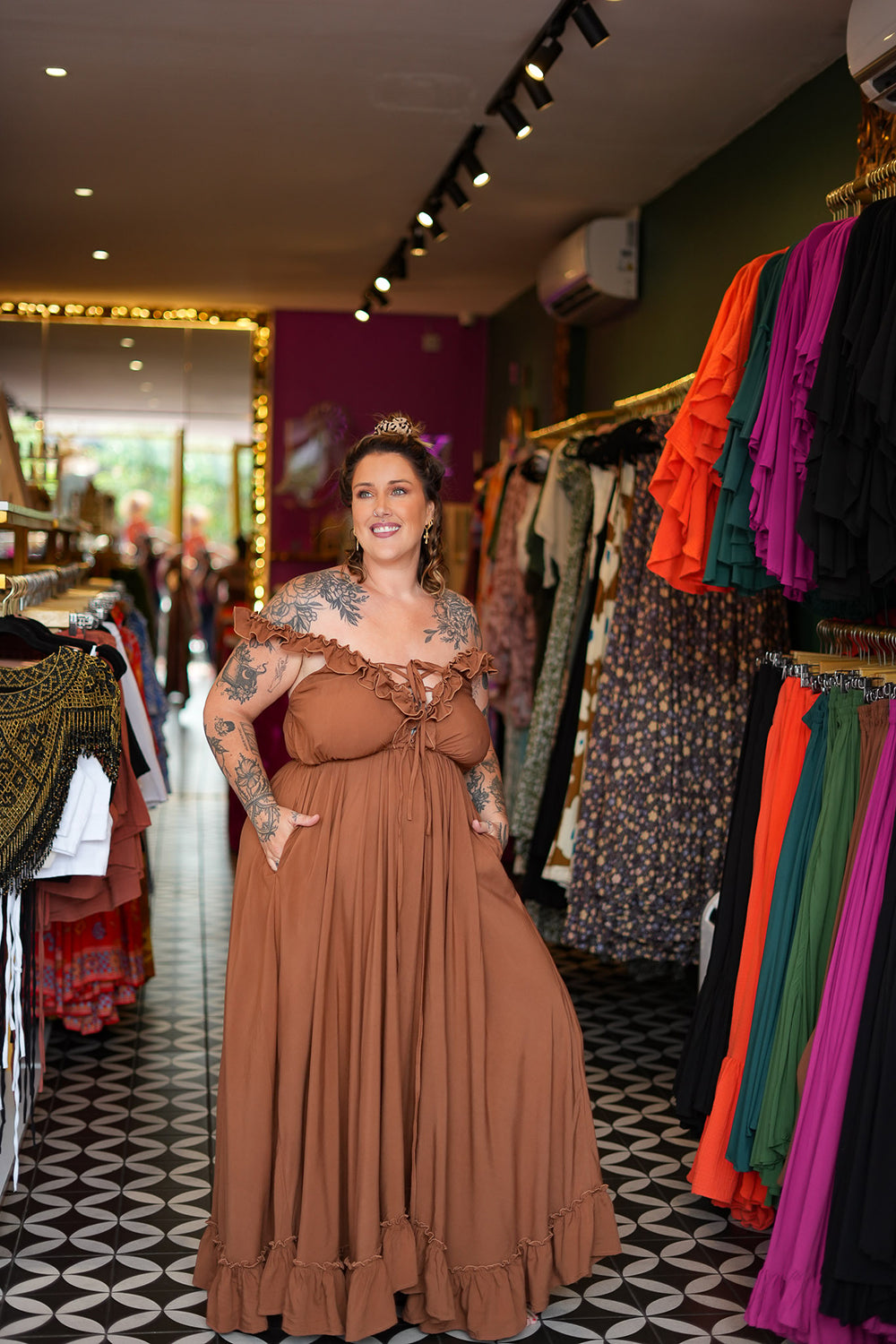 Betty Maxi Dress in Dark Rust by Jinx the Label