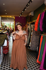 Betty Maxi Dress in Dark Rust by Jinx the Label