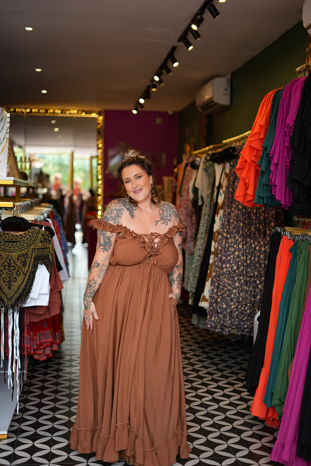 Betty Maxi Dress in Dark Rust by Jinx the Label