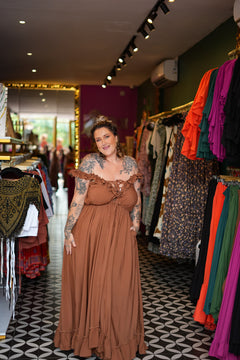 Betty Maxi Dress in Dark Rust by Jinx the Label