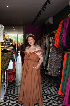 Betty Maxi Dress in Dark Rust by Jinx the Label