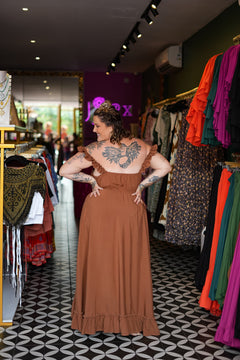 Betty Maxi Dress in Dark Rust by Jinx the Label