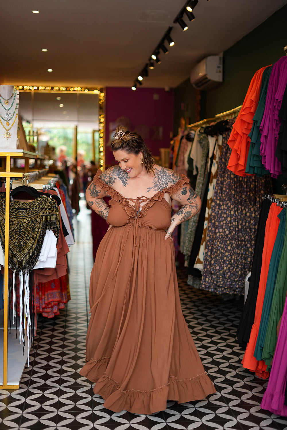 Betty Maxi Dress in Dark Rust by Jinx the Label