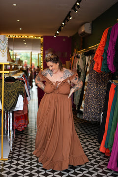 Betty Maxi Dress in Dark Rust by Jinx the Label