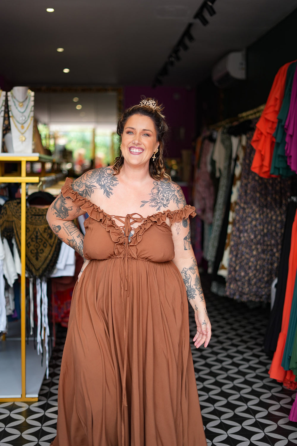 Betty Maxi Dress in Dark Rust by Jinx the Label