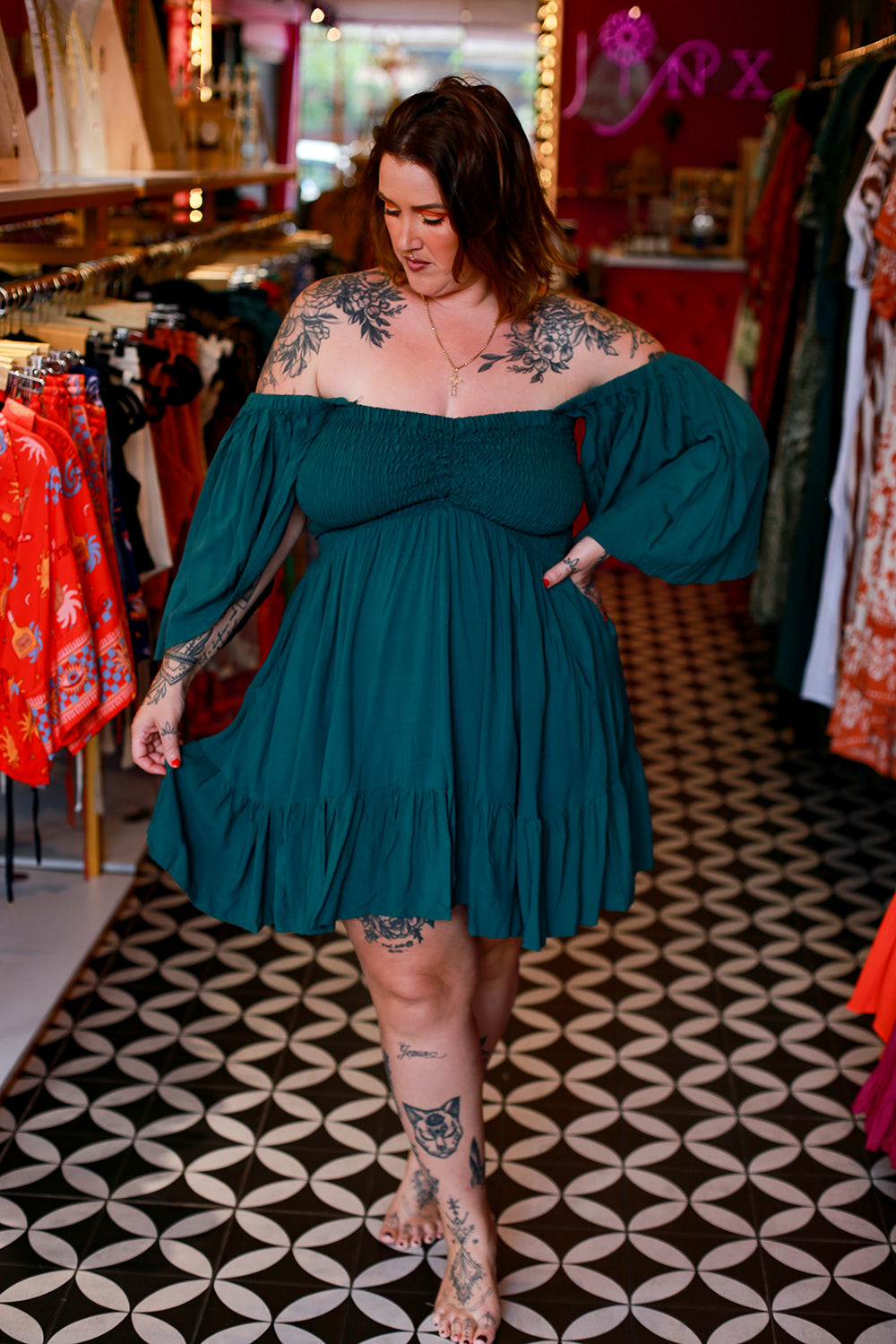 Brittany Mini Dress - Emerald by Jinx the Label