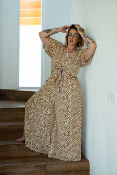 Chantelle Palazzo Pants in Natural Zebra by Jinx the Label