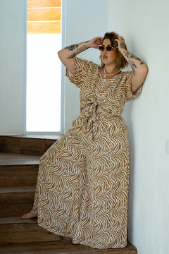Chantelle Palazzo Pants in Natural Zebra by Jinx the Label