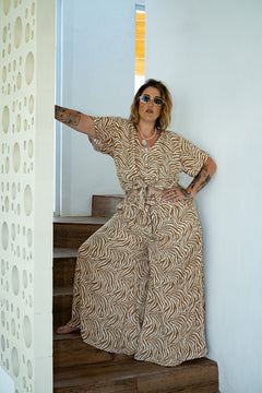 Chantelle Palazzo Pants in Natural Zebra by Jinx the Label