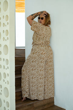 Chantelle Palazzo Pants in Natural Zebra by Jinx the Label