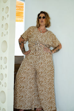 Chantelle Palazzo Pants in Natural Zebra by Jinx the Label