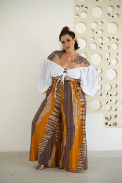 Chantelle Palazzo Pants in Safari by Jinx the Label