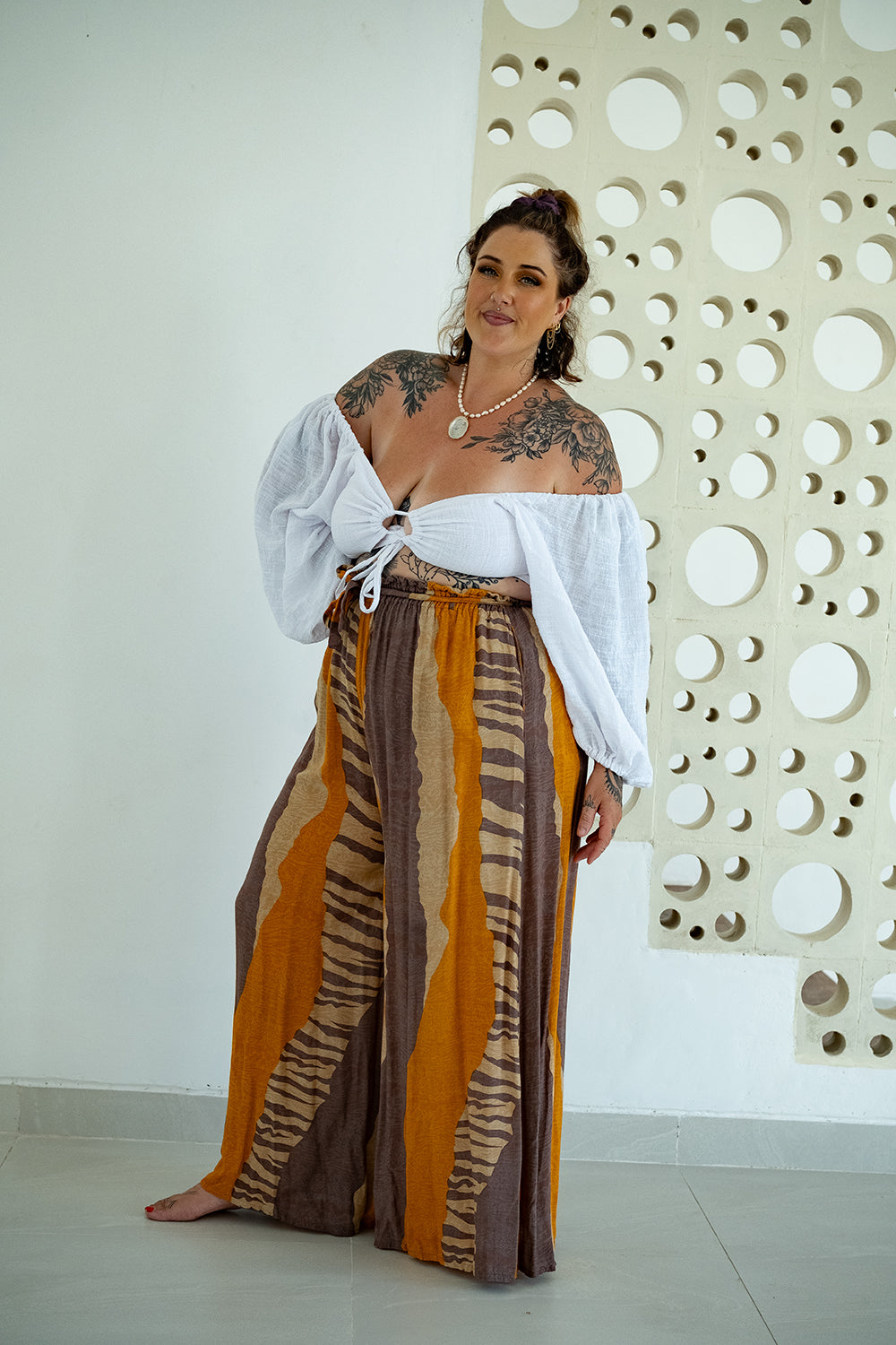 Chantelle Palazzo Pants in Safari by Jinx the Label