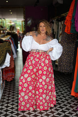 Chantelle Palazzo Pants in Wild Daisy Rouge by Jinx the Label