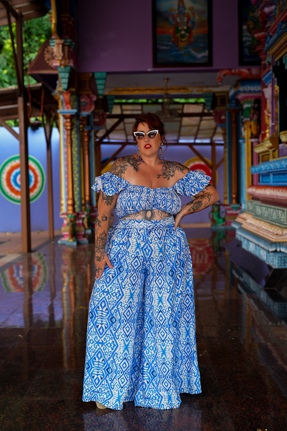 Chantelle Palazzo Pants - Blue by Jinx the Label
